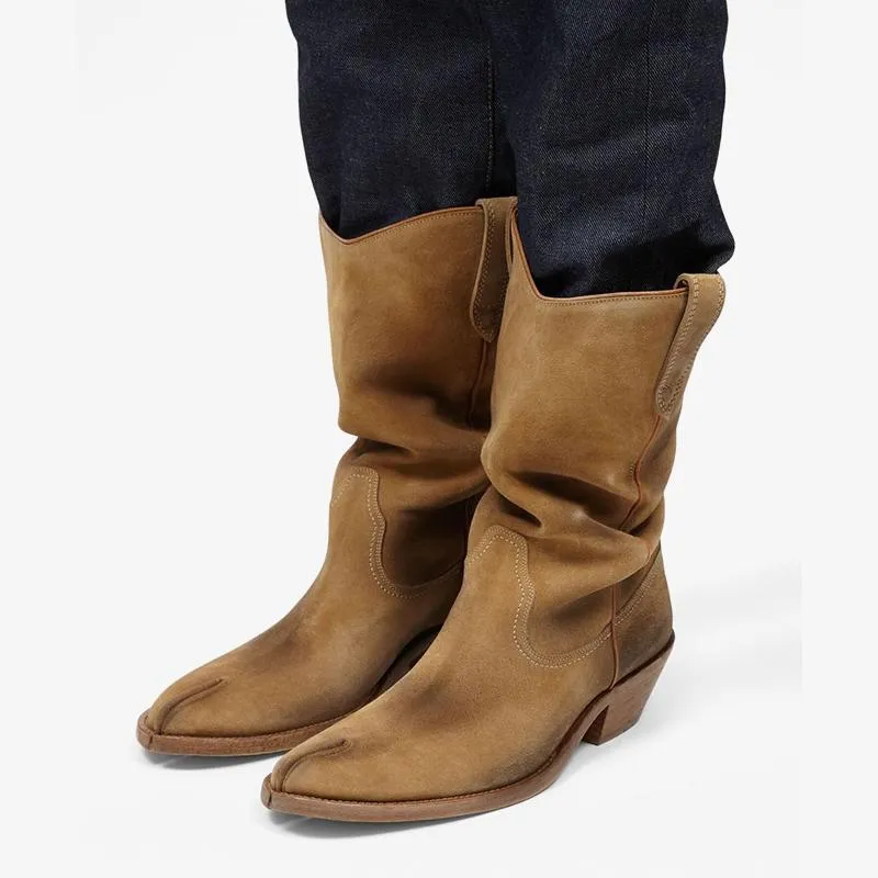 Light Brown Suede Tabi Boots Women's