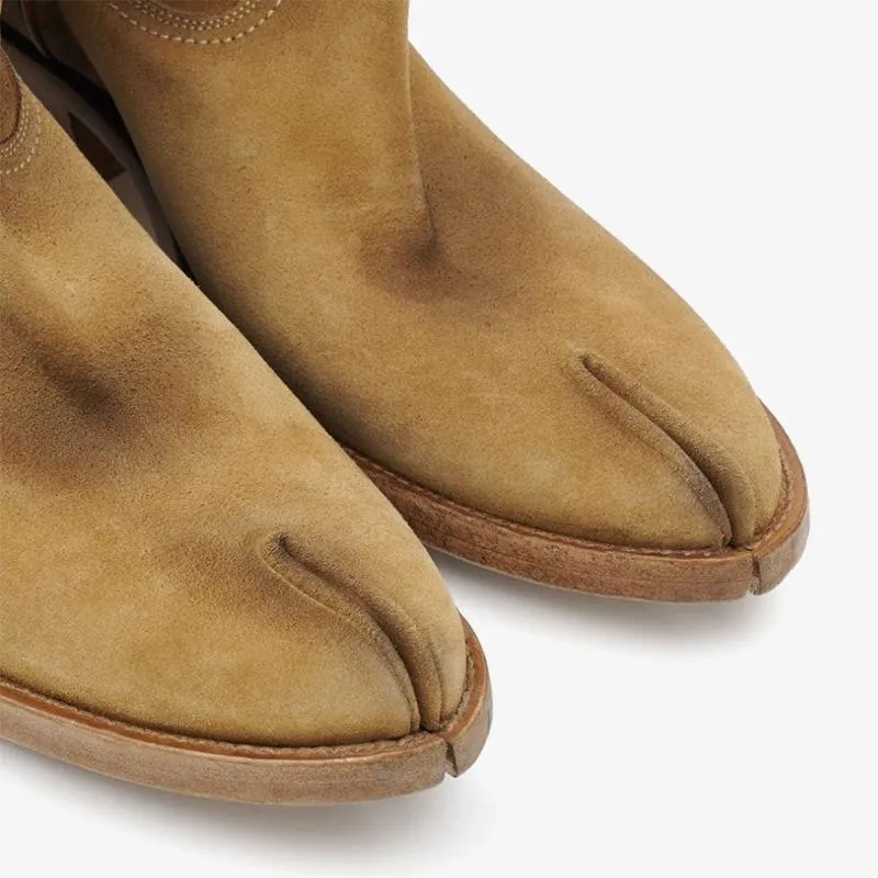 Light Brown Suede Tabi Boots Women's