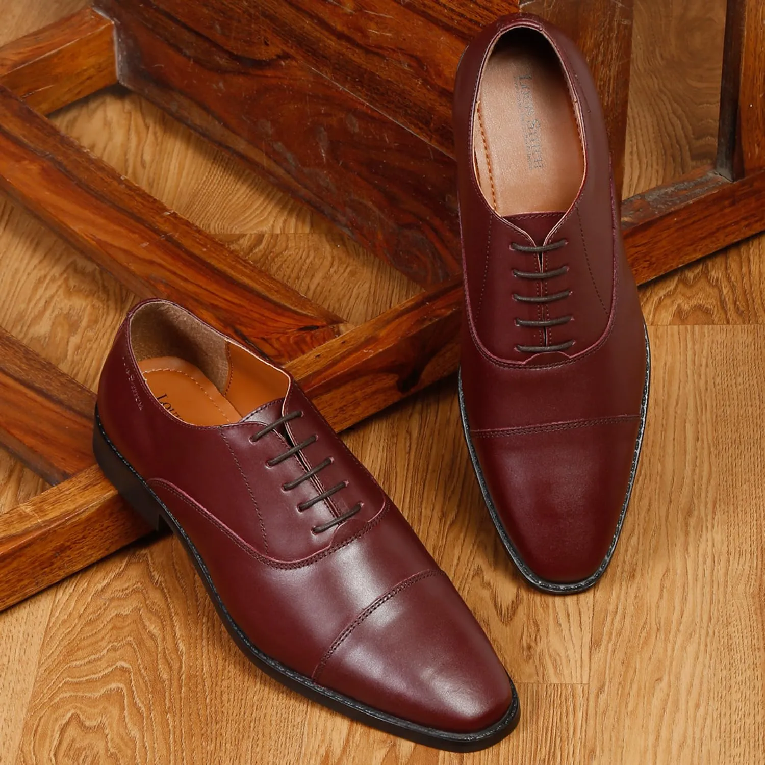 LOUIS STITCH Men's Rosewood Italian Leather Formal Derby Shoes Comfortable Handcrafted Formal Lace Ups for Men (RXCTRW) UK 11