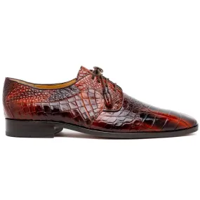 Marco Di Milano Fitipaldi Rustic Cognac Alligator Derby Shoes