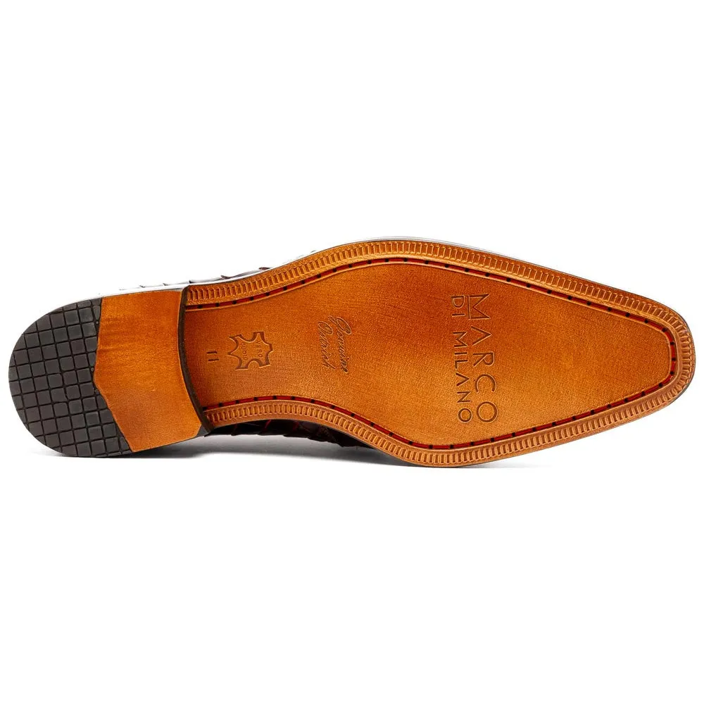 Marco Di Milano Fitipaldi Rustic Cognac Alligator Derby Shoes