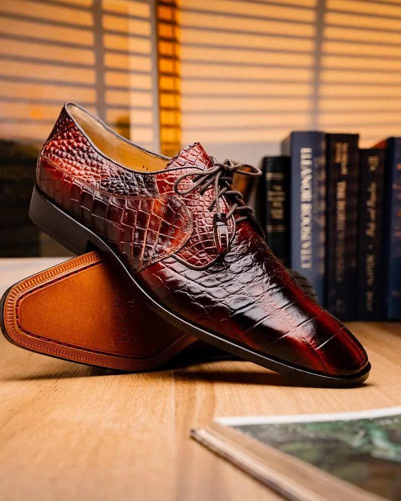 Marco Di Milano Fitipaldi Rustic Cognac Alligator Derby Shoes