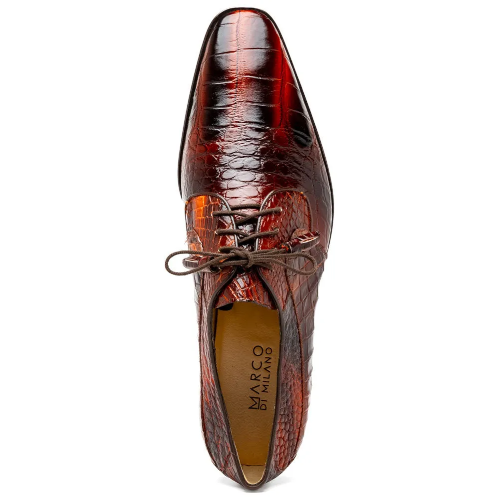 Marco Di Milano Fitipaldi Rustic Cognac Alligator Derby Shoes