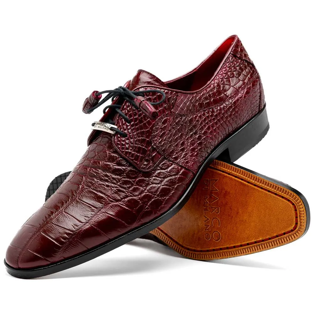 Marco Di Milano Fitipaldi Wine Alligator Derby Shoes