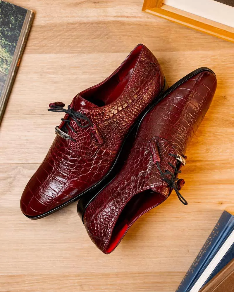 Marco Di Milano Fitipaldi Wine Alligator Derby Shoes