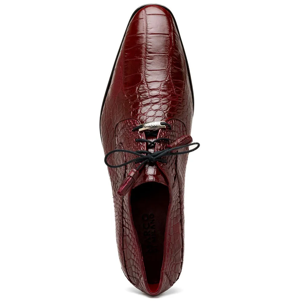 Marco Di Milano Fitipaldi Wine Alligator Derby Shoes