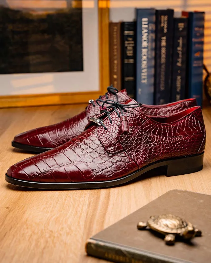 Marco Di Milano Fitipaldi Wine Alligator Derby Shoes