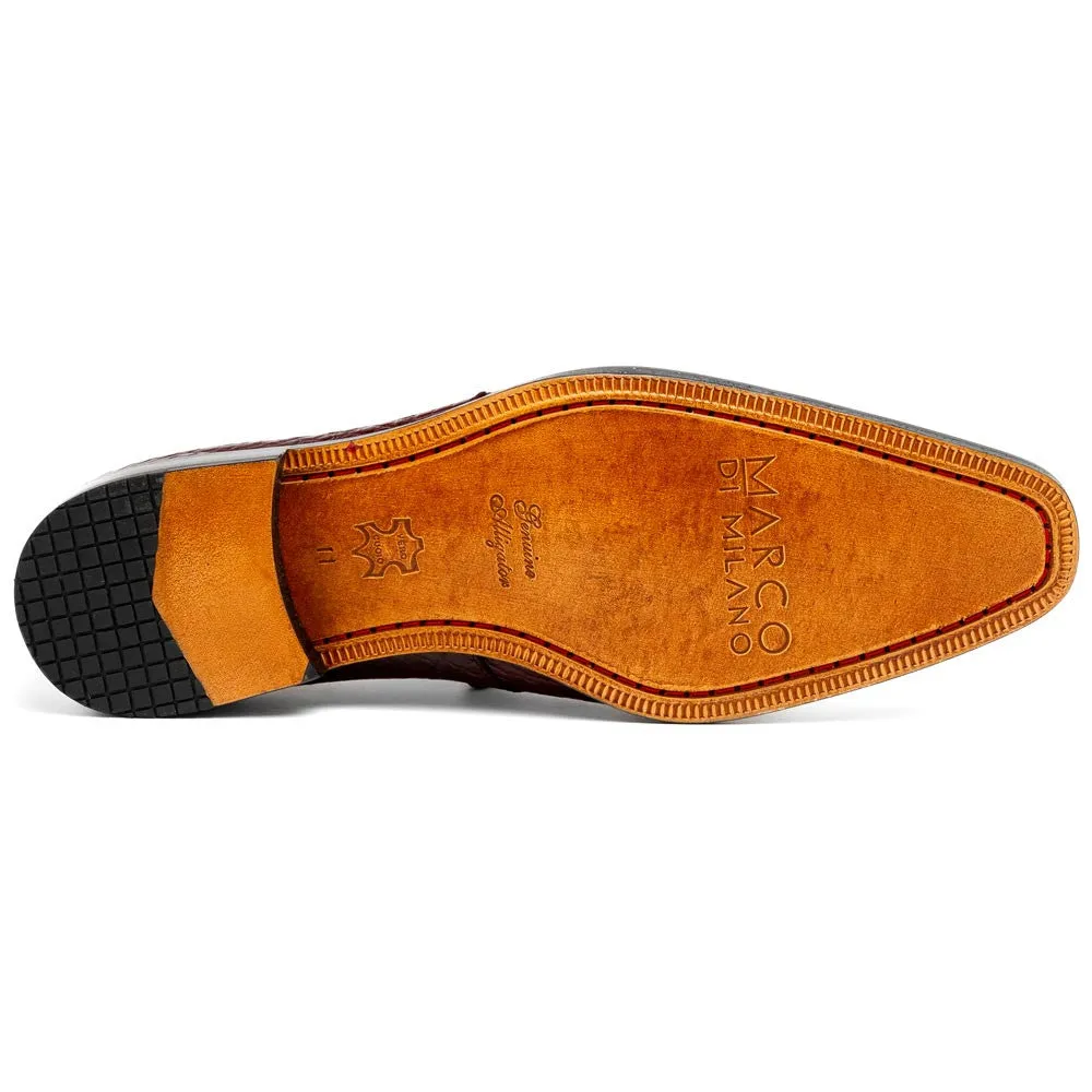Marco Di Milano Fitipaldi Wine Alligator Derby Shoes