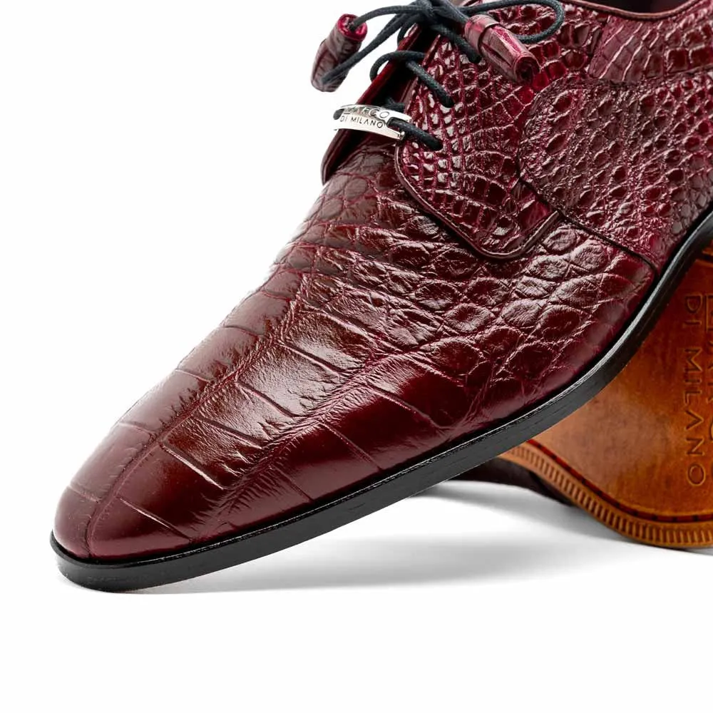 Marco Di Milano Fitipaldi Wine Alligator Derby Shoes