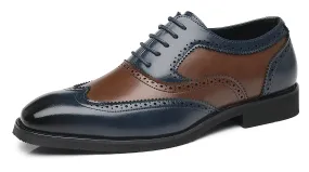 Men's Wingtip Blue Brown Composite Oxfords