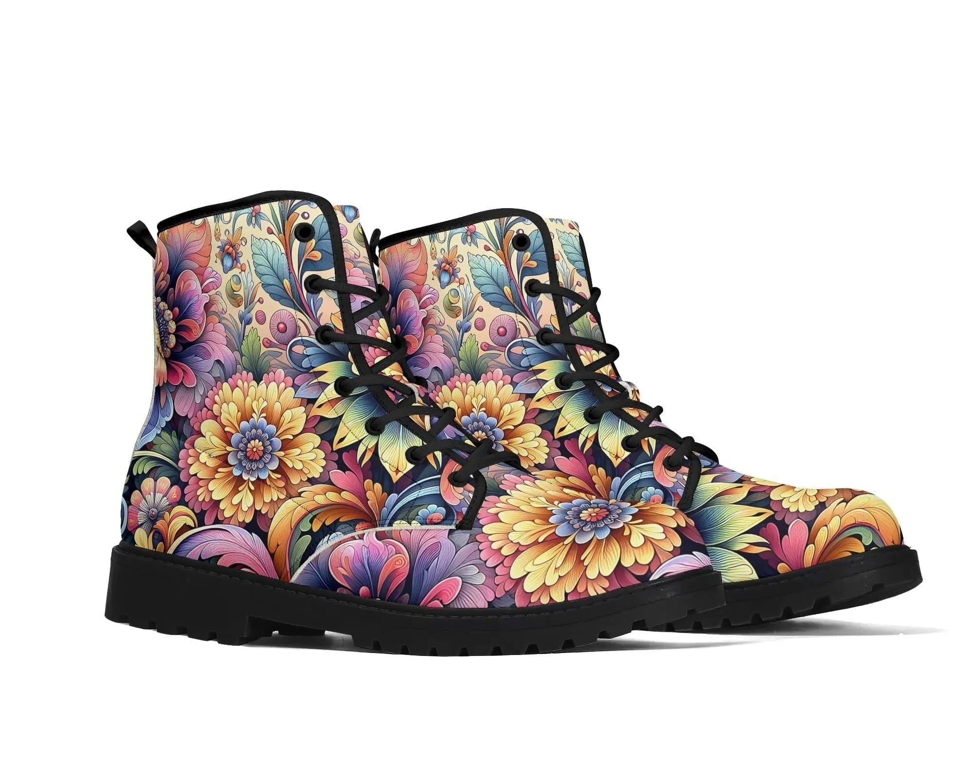 Pastel Petals Leather Boots