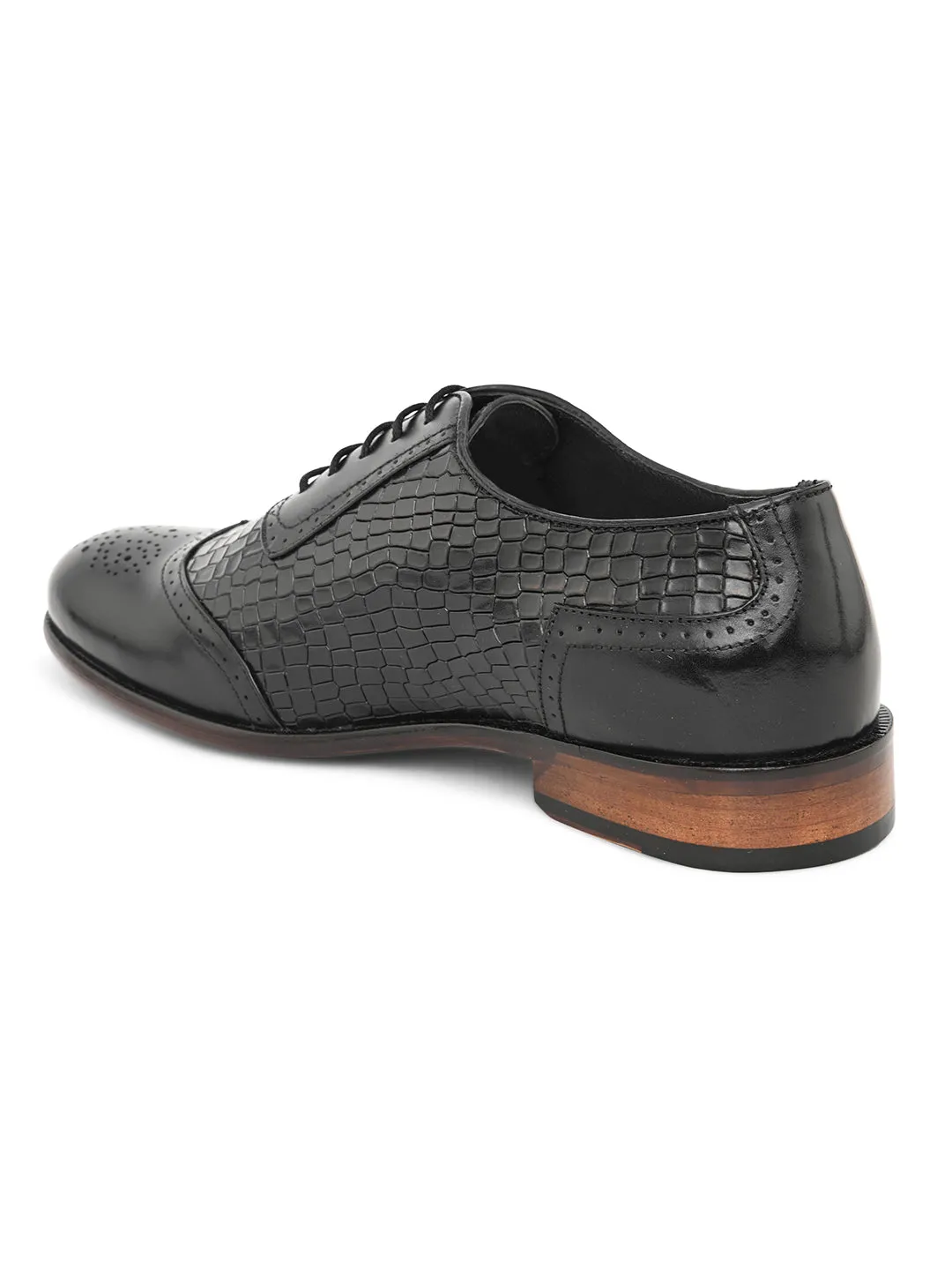 Pelle Albero Black Designer Brogue Shoe