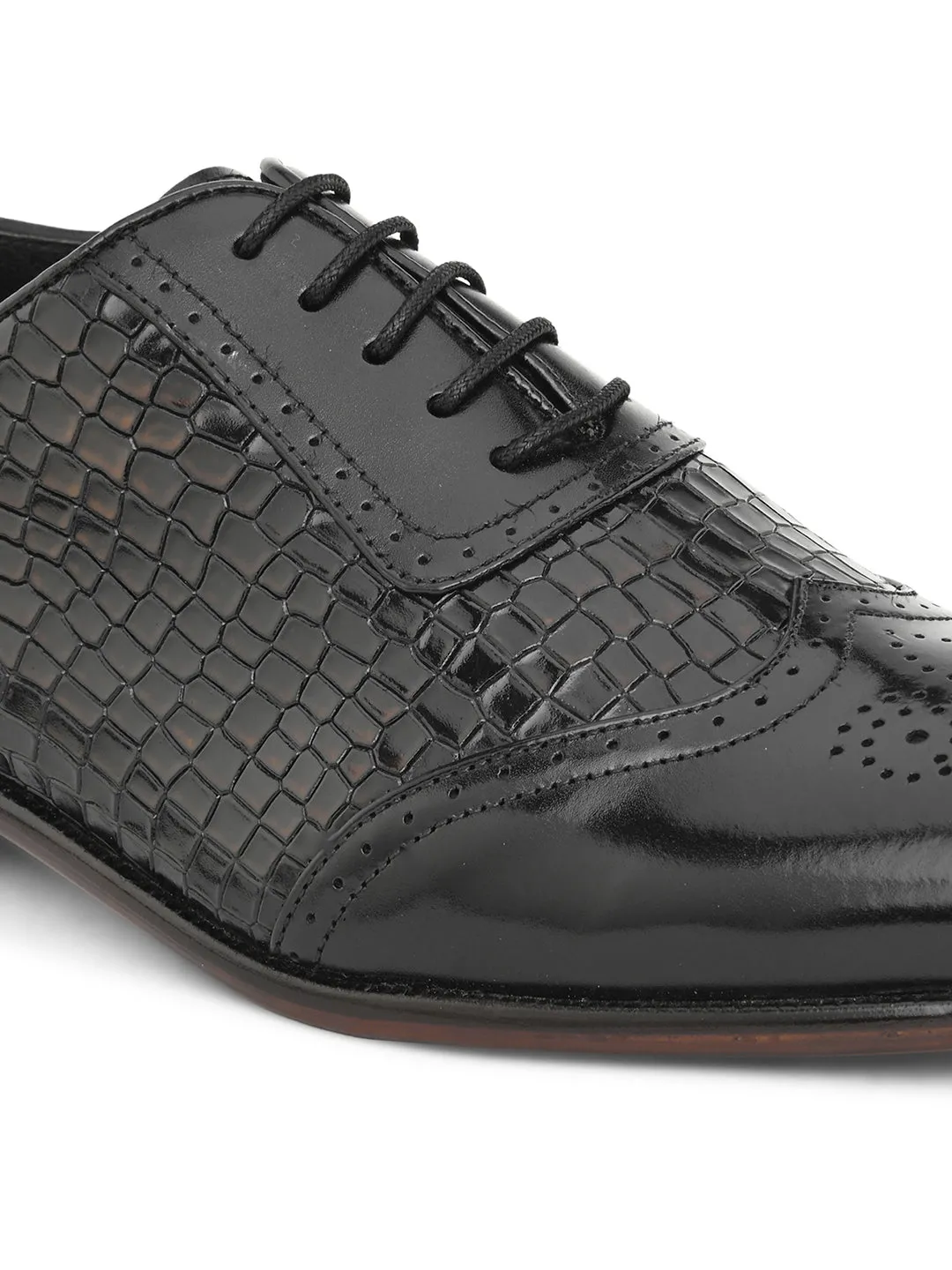 Pelle Albero Black Designer Brogue Shoe