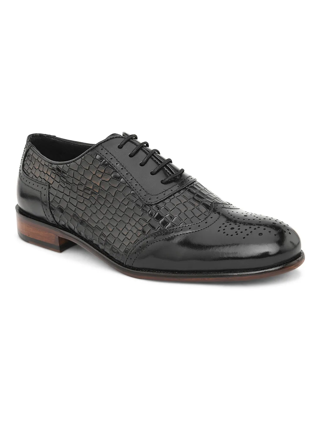 Pelle Albero Black Designer Brogue Shoe