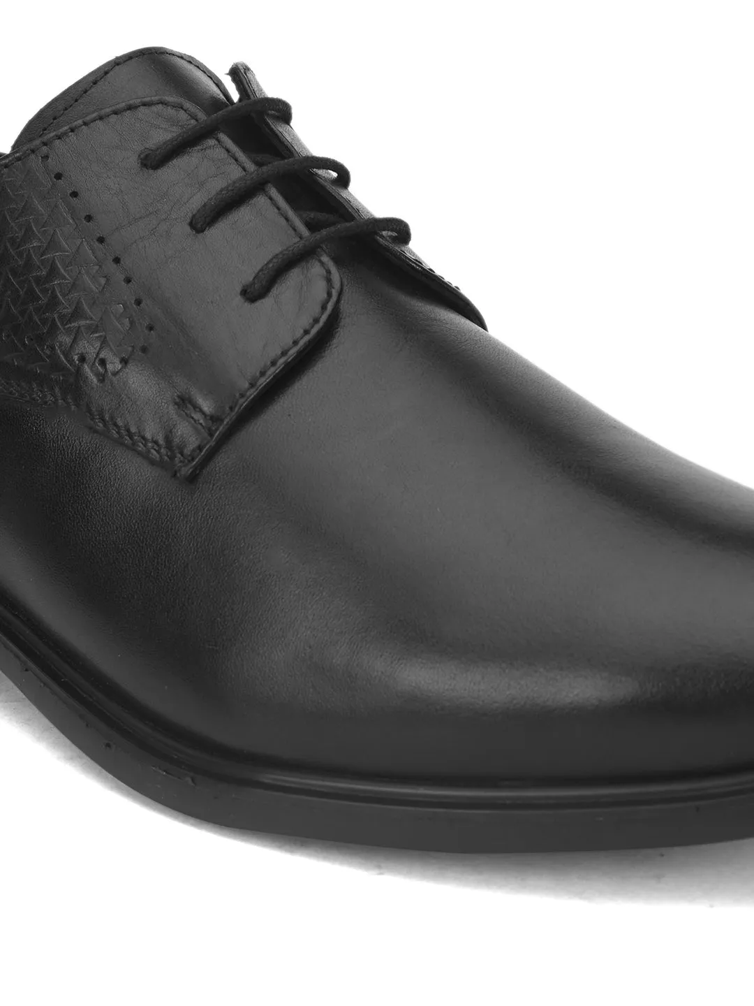 Pelle Albero Black Formal Derby Shoes For Men