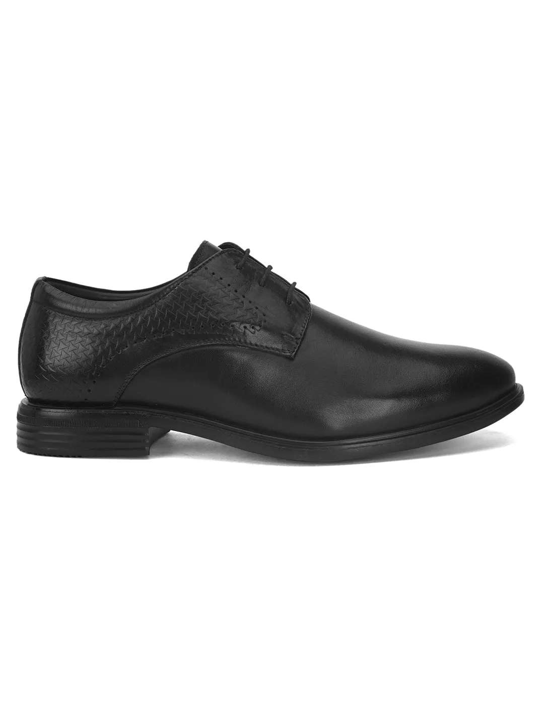 Pelle Albero Black Formal Derby Shoes For Men