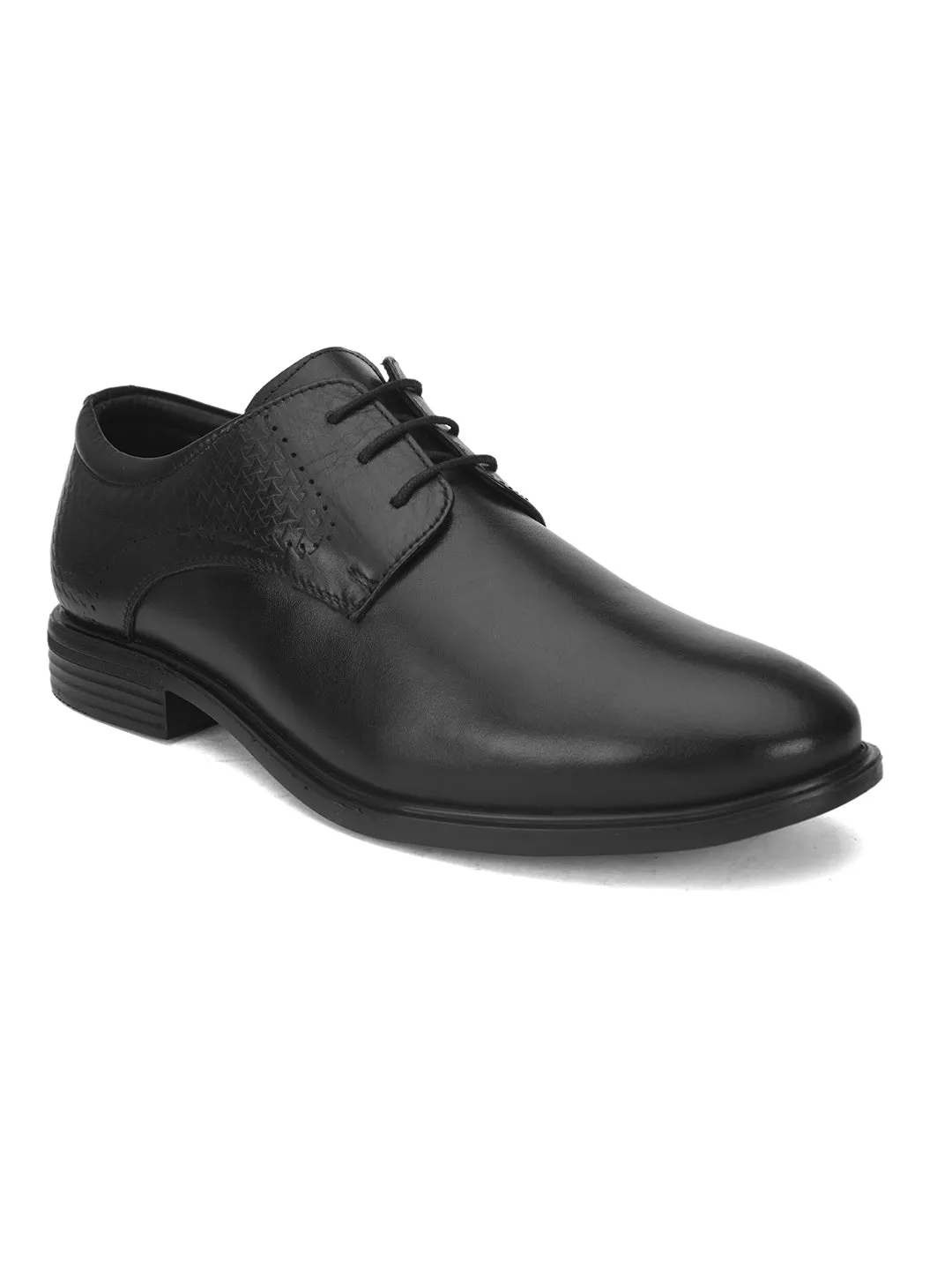 Pelle Albero Black Formal Derby Shoes For Men