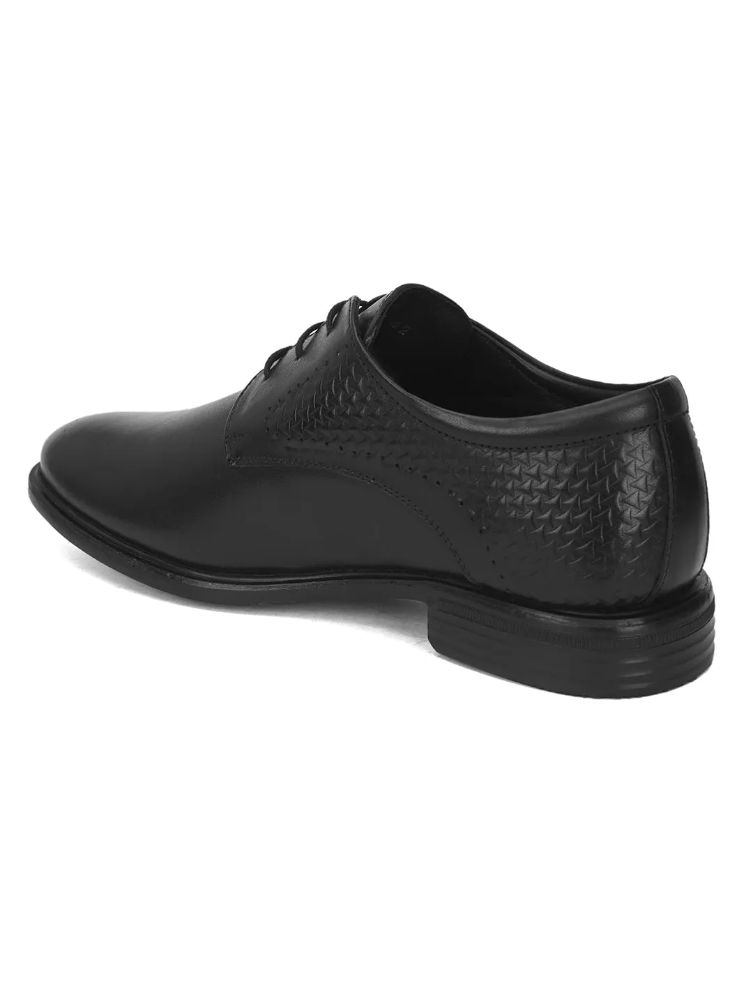 Pelle Albero Black Formal Derby Shoes For Men