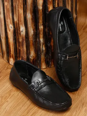 Pelle Albero Black Men's Slip Ons