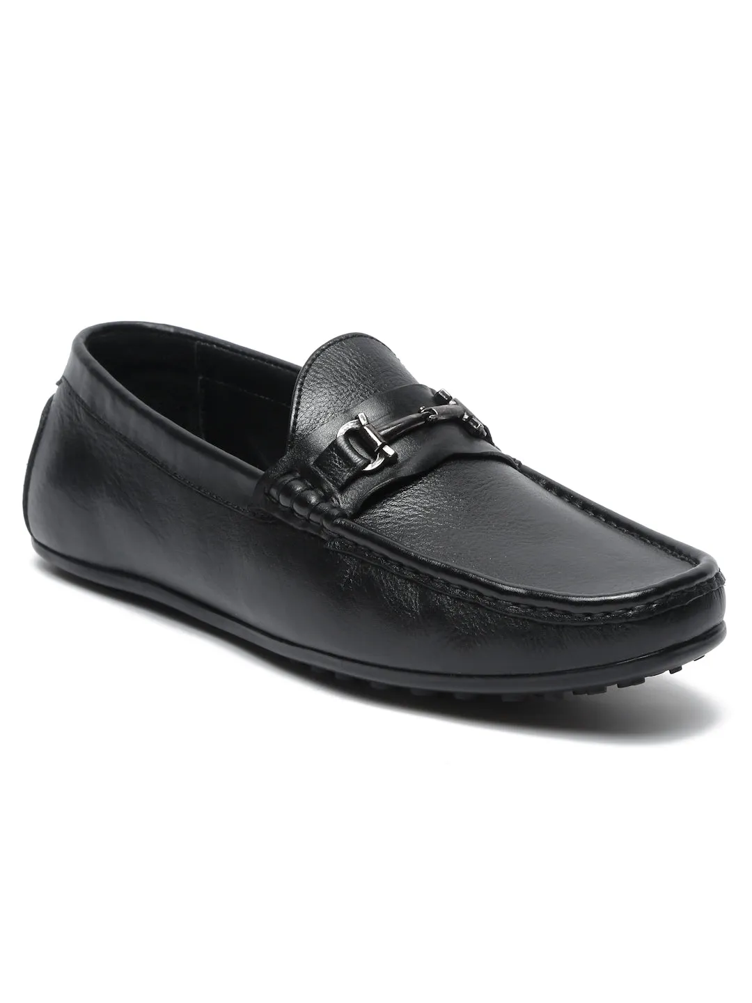 Pelle Albero Black Men's Slip Ons