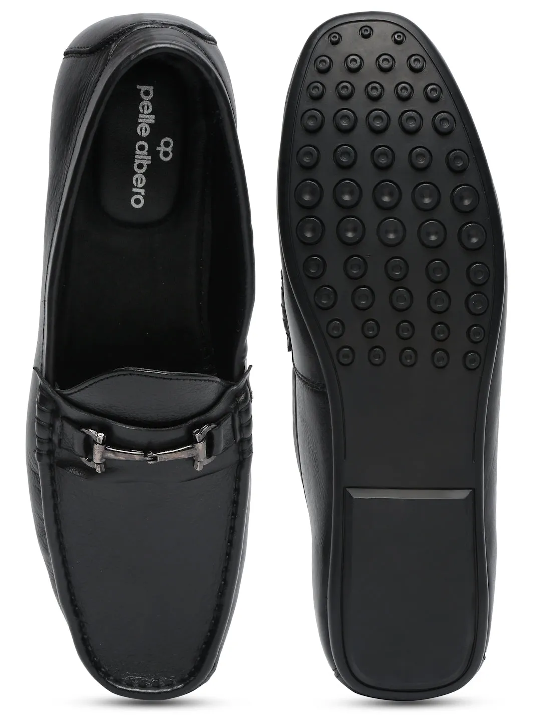 Pelle Albero Black Men's Slip Ons