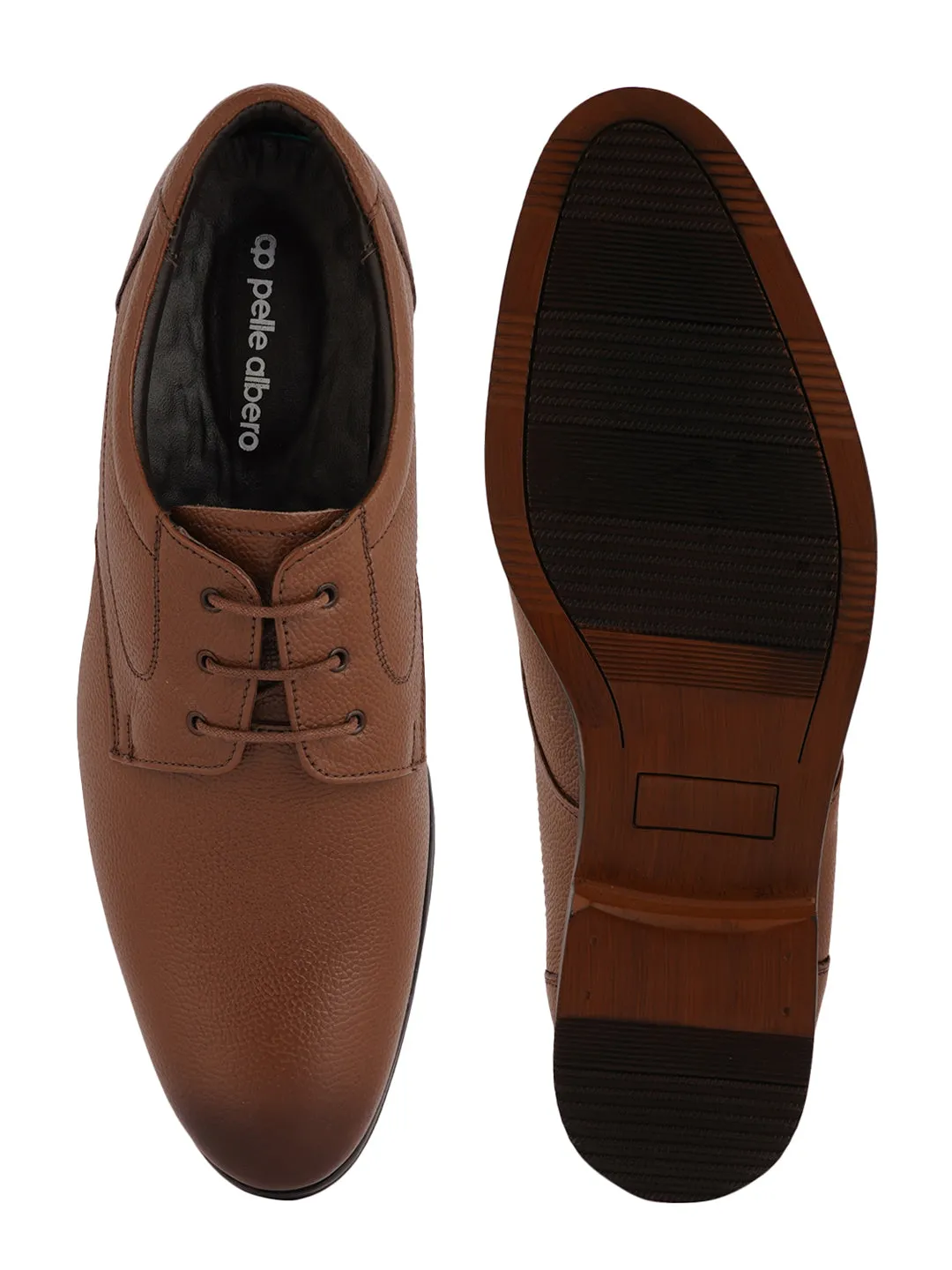 Pelle Albero Brown Formal Lace Up Derby For Men