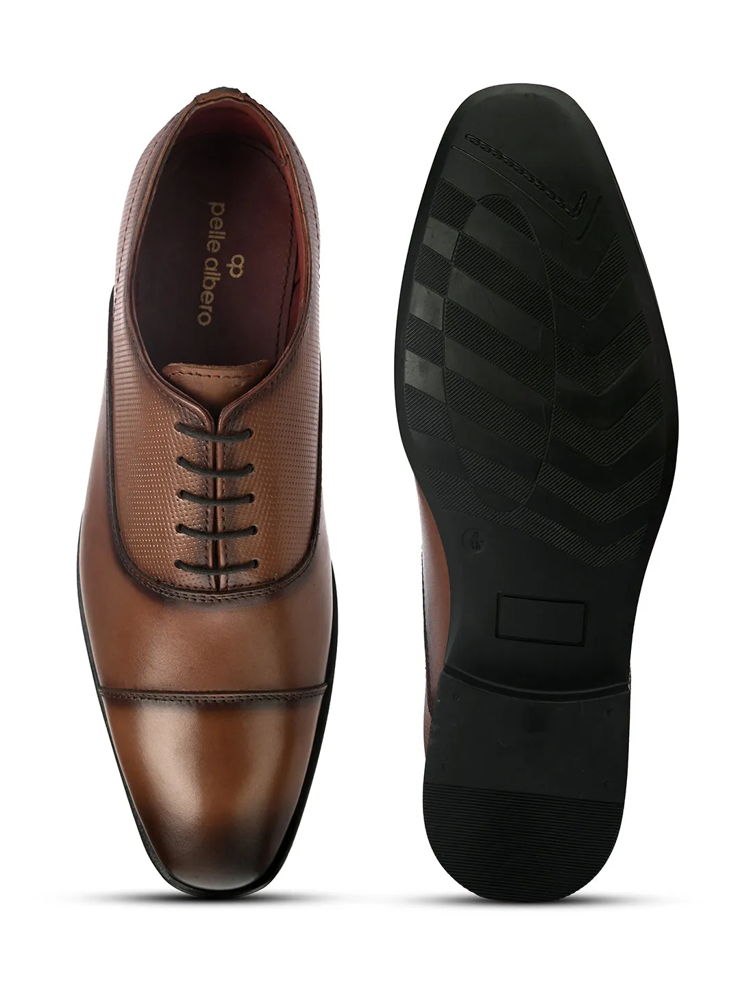 Pelle Albero Cognac Formal Derby For Men