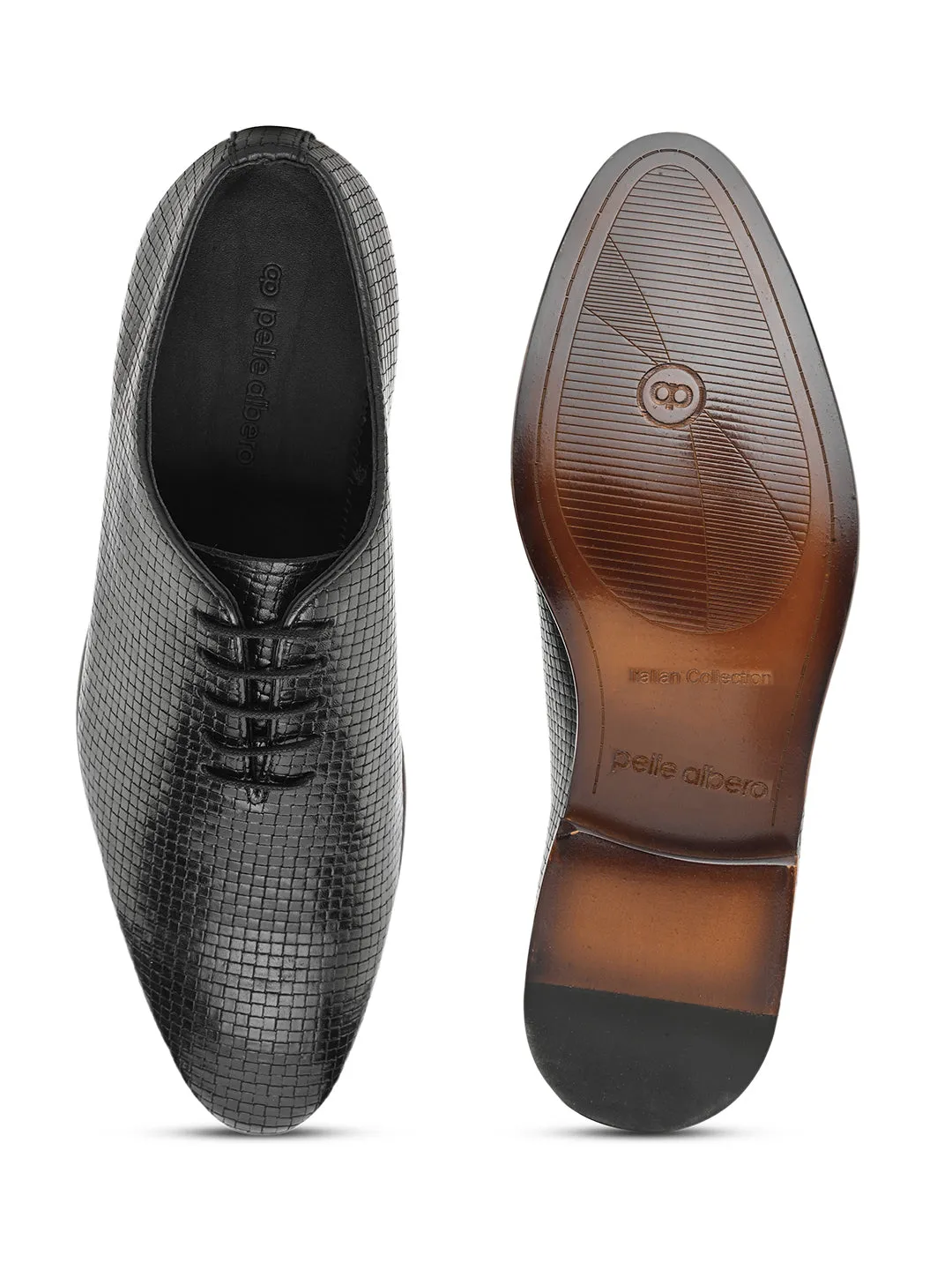 Pelle Albero Designer Black Single Leather Derby