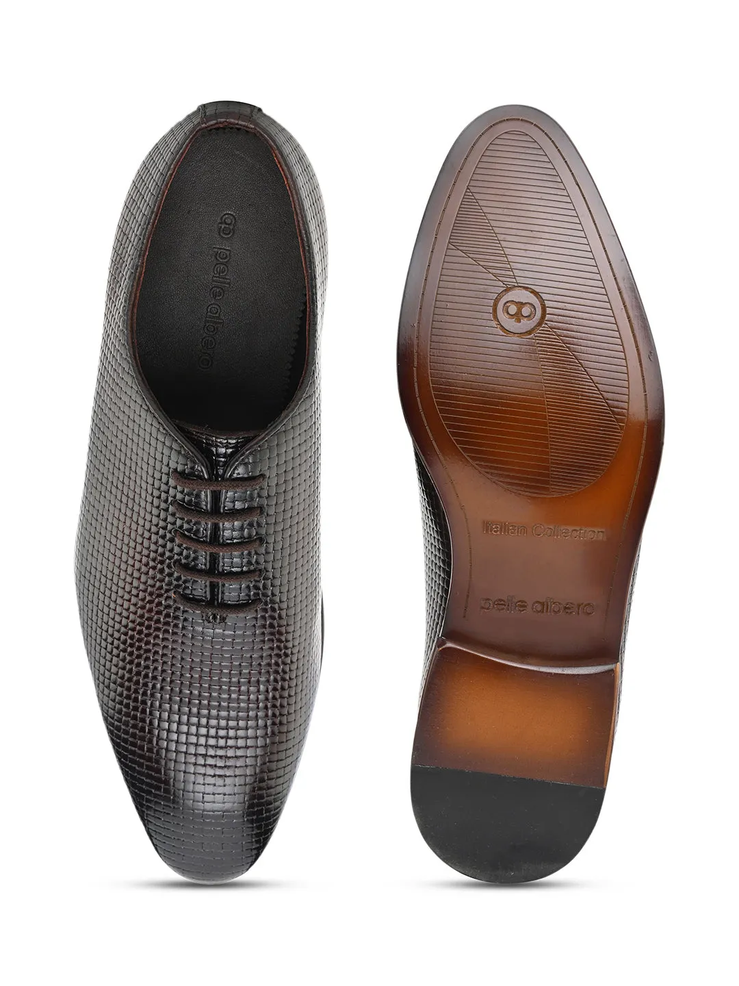 Pelle Albero Designer Brown Single Leather Derby