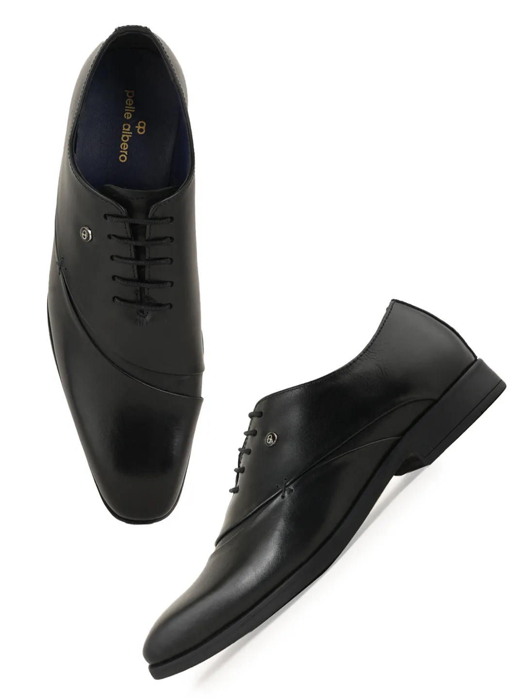 Pelle Albero Designer Formal Leather Black Derby