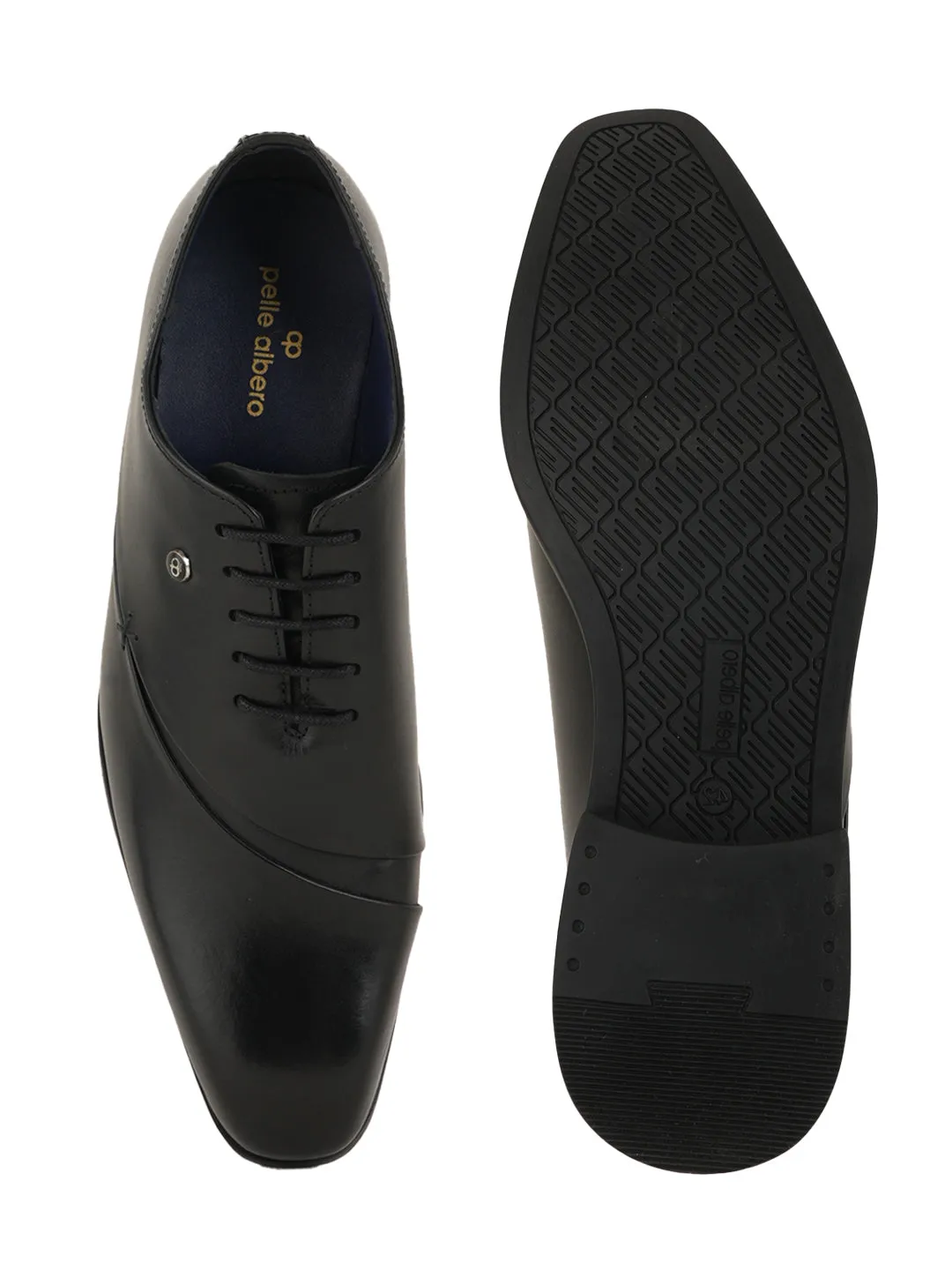 Pelle Albero Designer Formal Leather Black Derby