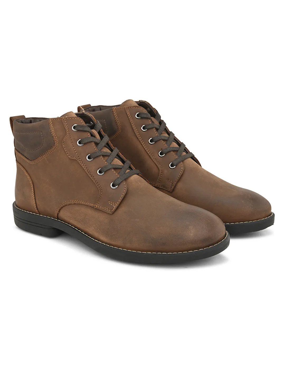 Pelle Albero Men Tan Solid Leather Formal Boots