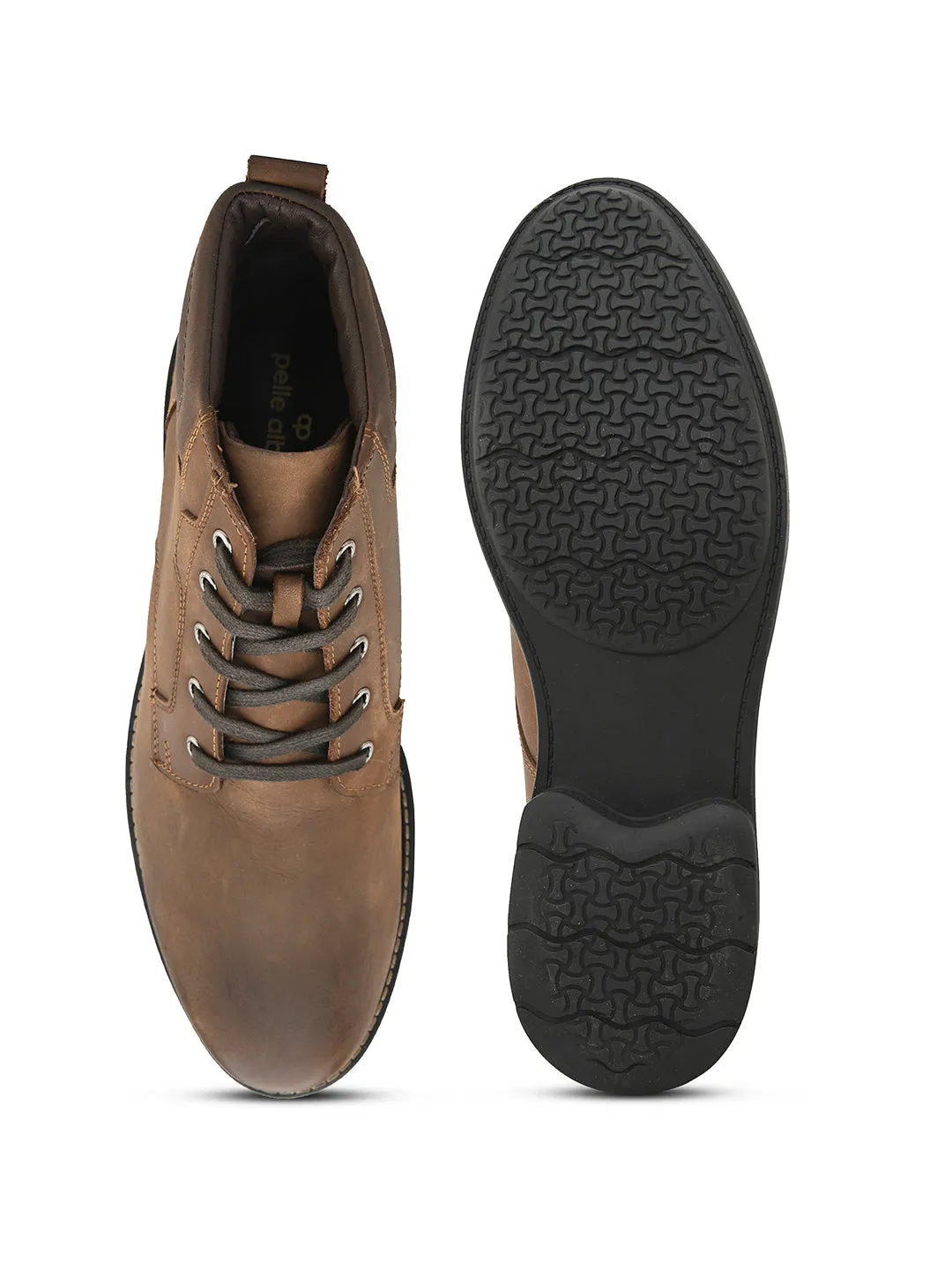 Pelle Albero Men Tan Solid Leather Formal Boots