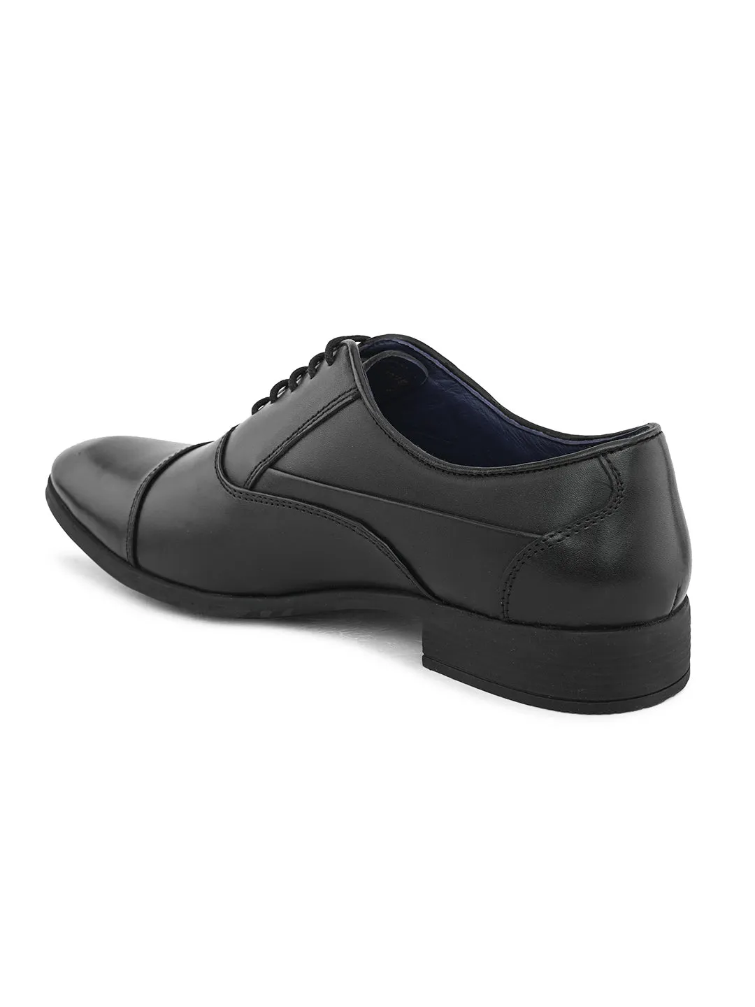 Pelle Albero Men's Black Leather Lace-Up Formal Oxford