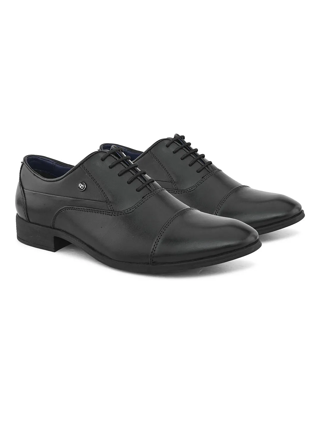 Pelle Albero Men's Black Leather Lace-Up Formal Oxford