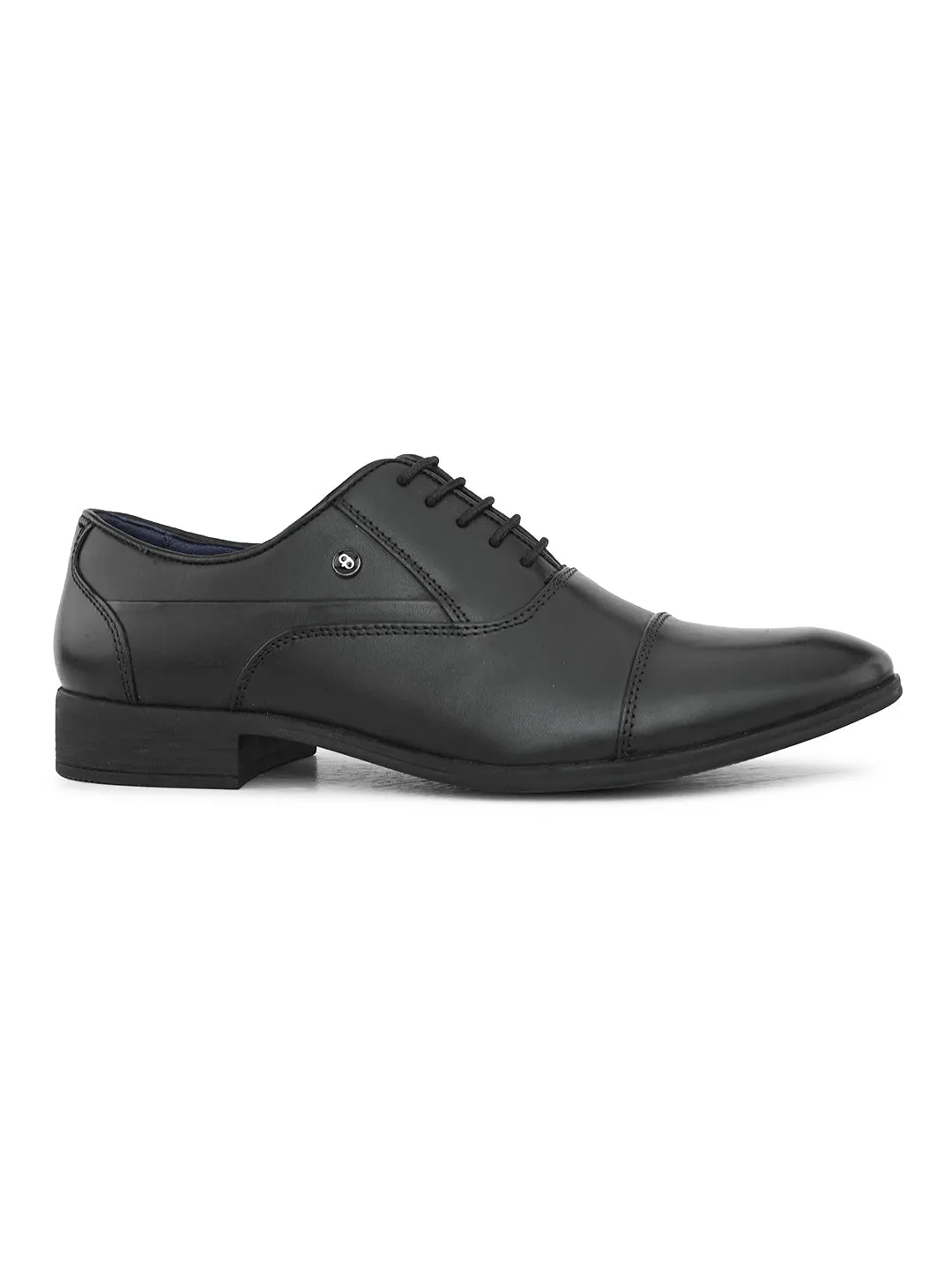 Pelle Albero Men's Black Leather Lace-Up Formal Oxford