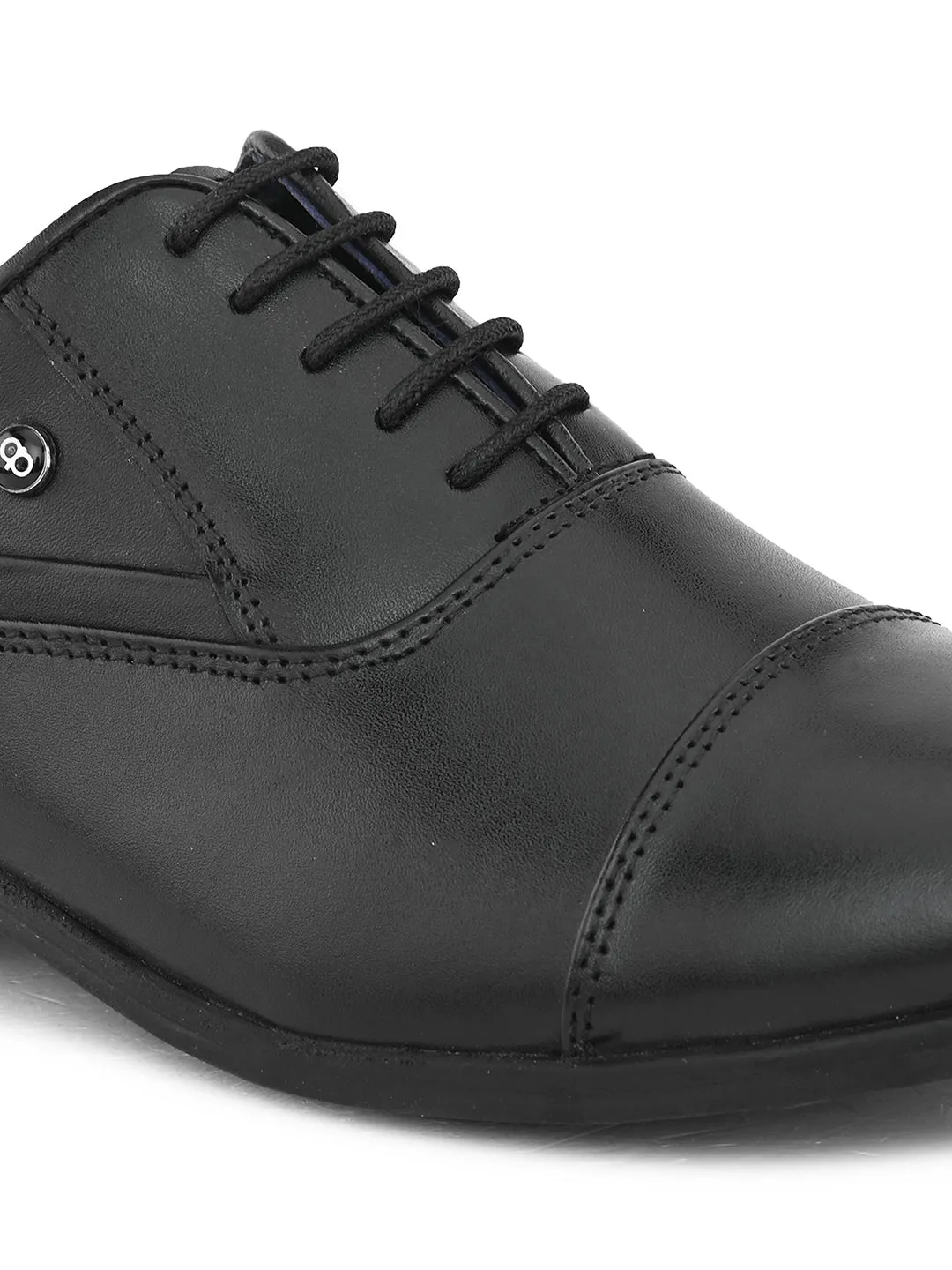 Pelle Albero Men's Black Leather Lace-Up Formal Oxford