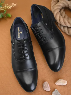 Pelle Albero Men's Black Leather Lace-Up Formal Oxford