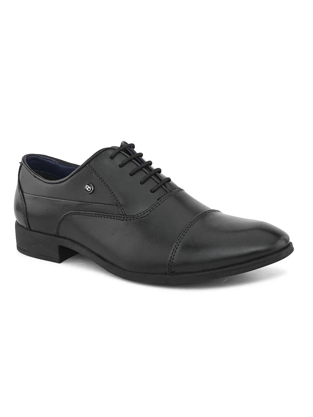 Pelle Albero Men's Black Leather Lace-Up Formal Oxford