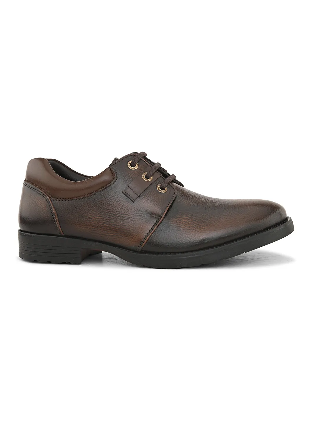 Pelle Albero Men's Brown Leather Lace-Up Formal Derby