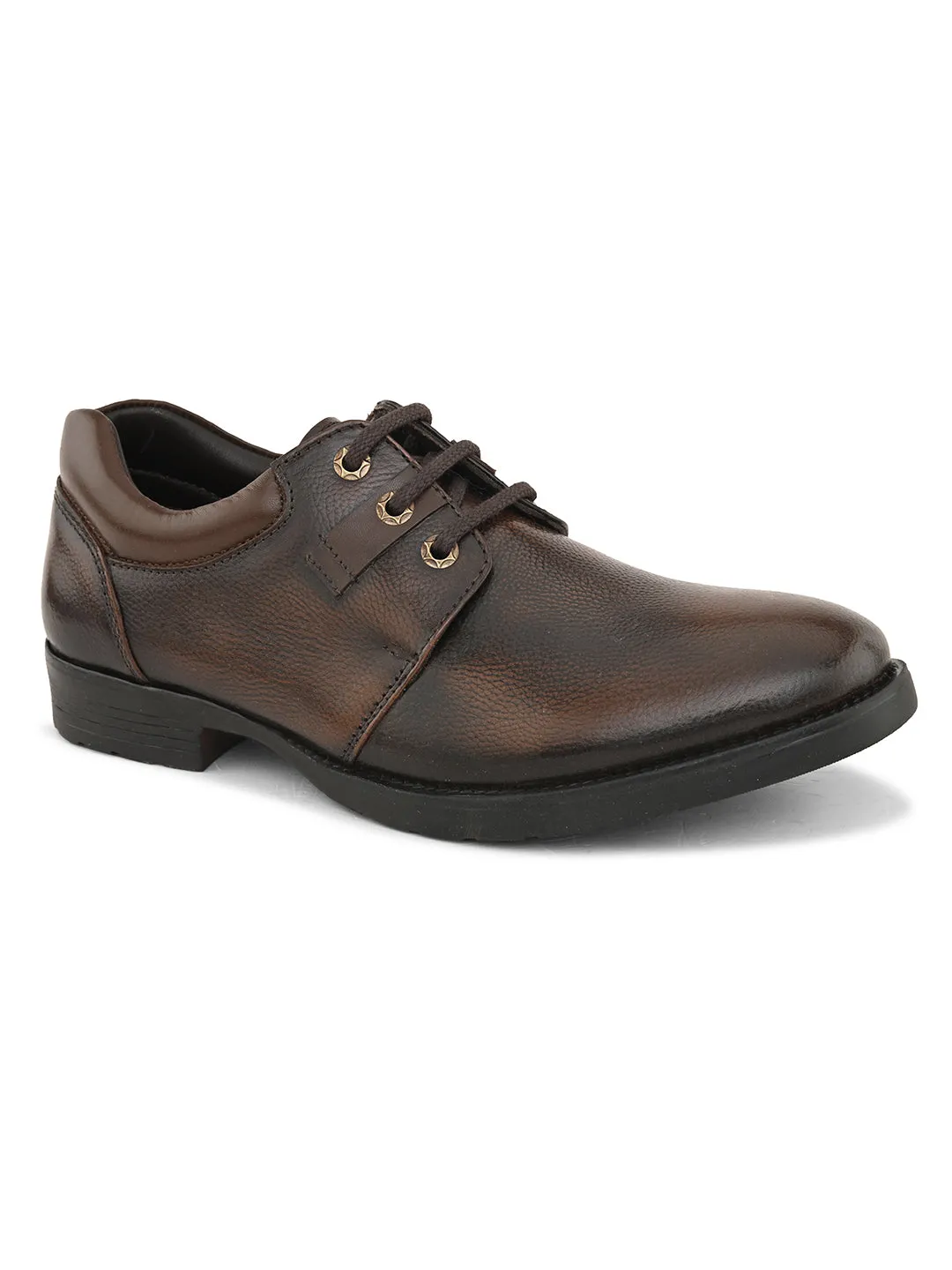 Pelle Albero Men's Brown Leather Lace-Up Formal Derby
