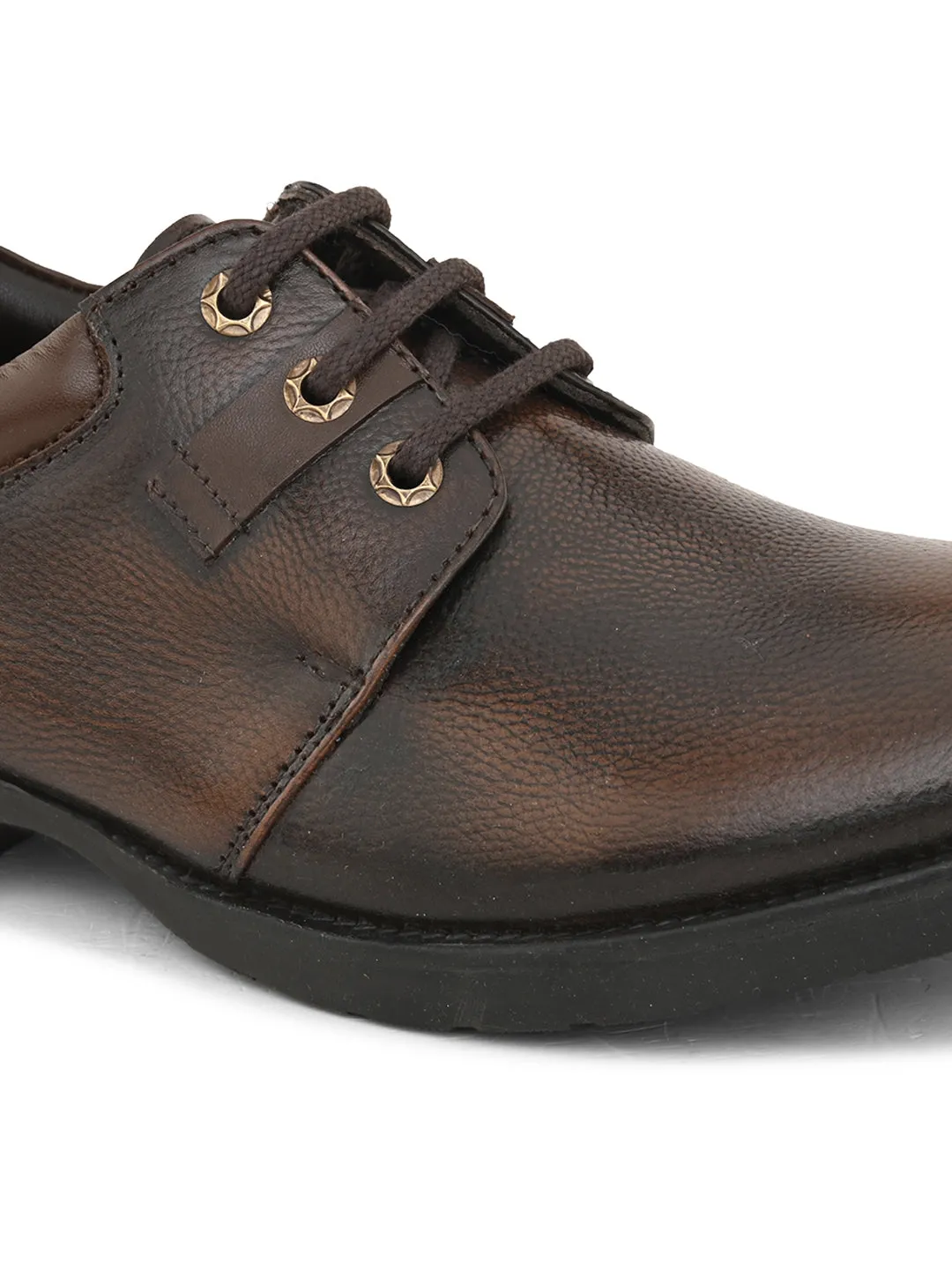 Pelle Albero Men's Brown Leather Lace-Up Formal Derby