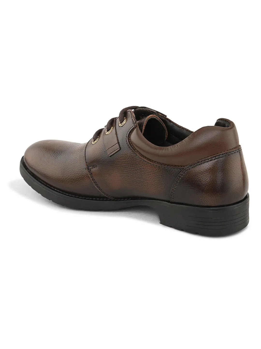 Pelle Albero Men's Brown Leather Lace-Up Formal Derby