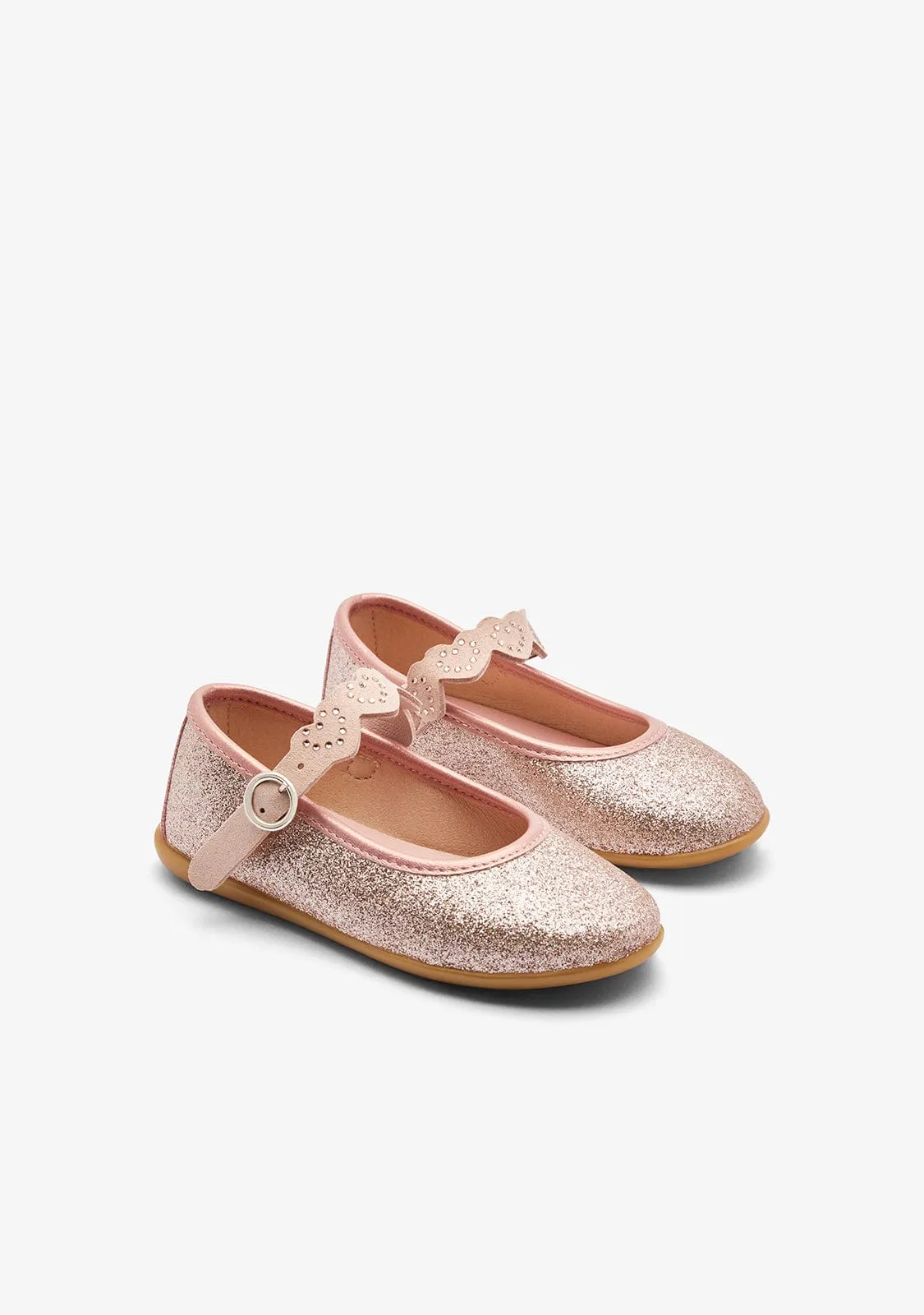 Pink Glitter Strip Ballerinas