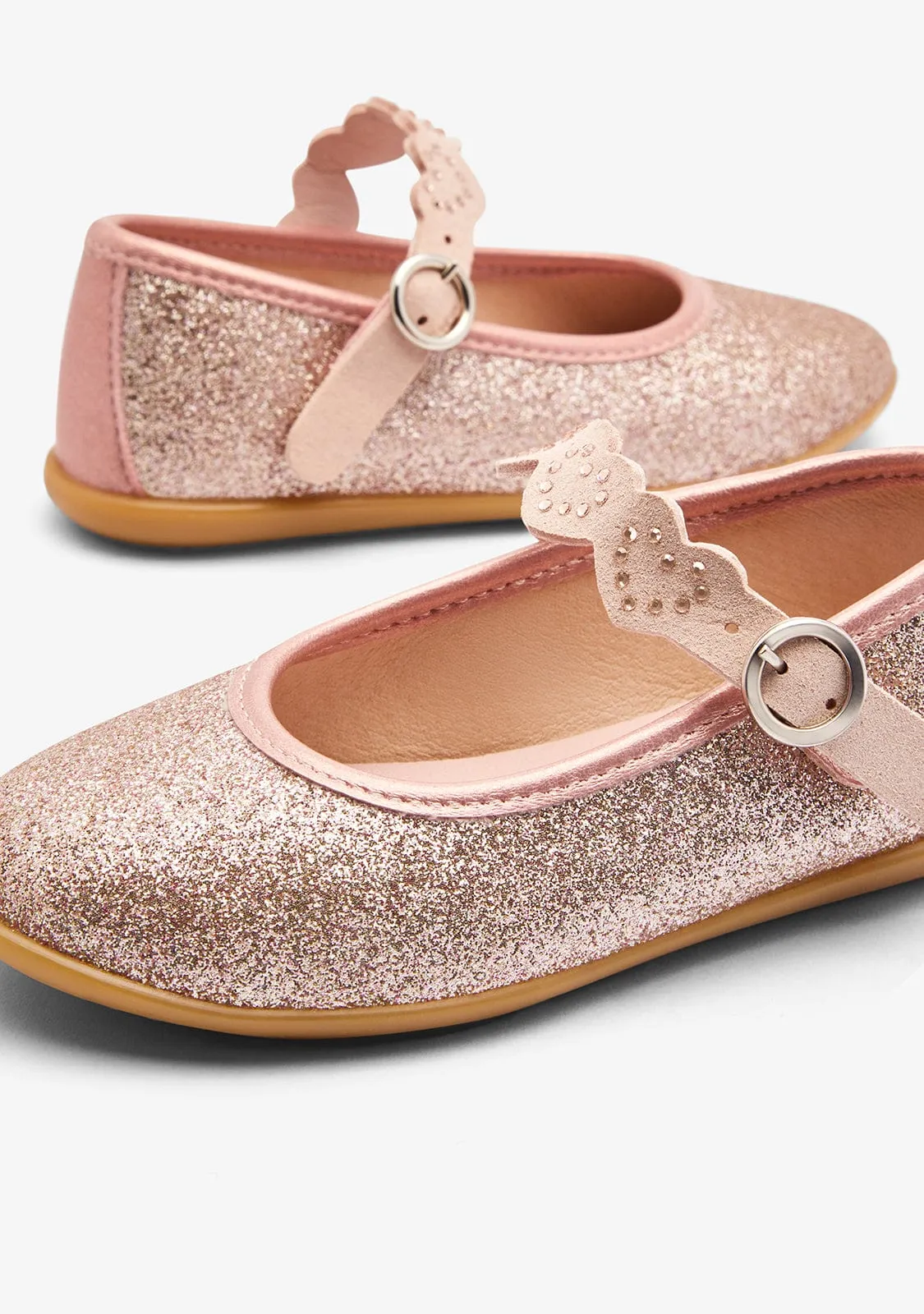 Pink Glitter Strip Ballerinas