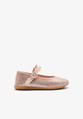 Pink Glitter Strip Ballerinas