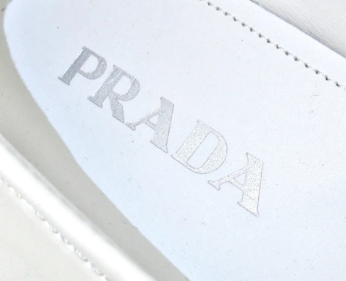 Prada leather white loafers