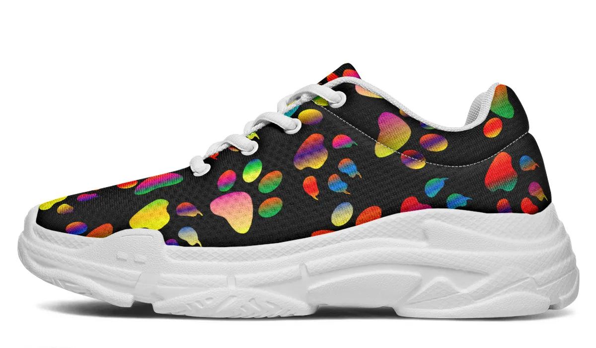 Rainbow Paw Prints Chunky Sneakers