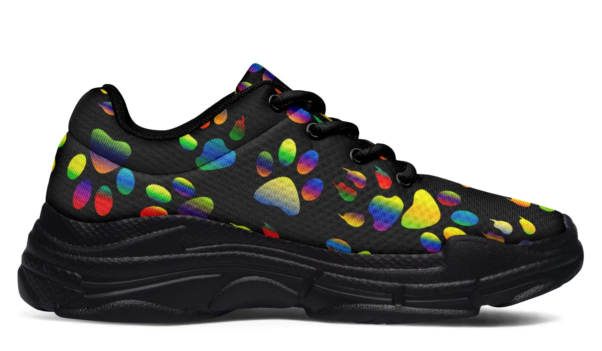 Rainbow Paw Prints Chunky Sneakers