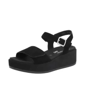 Remonte Black Suede Leather Platform Sandal
